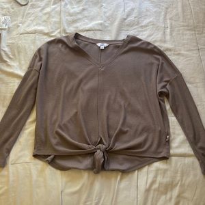 Joy Lab waffle knit long sleeve tee with tie front